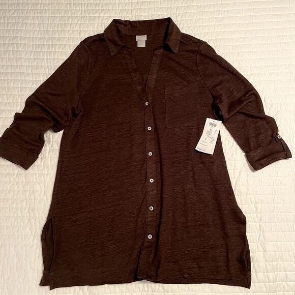 Chico's NWT Women's Linen Big Shirt, size 1/Medium - Picture 1 of 8